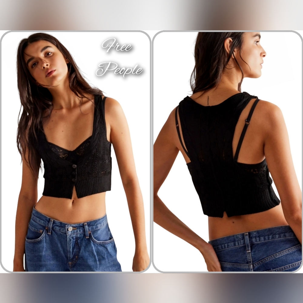 Free People The Vest of us Pacific City Littel black vest Size Medium NWT